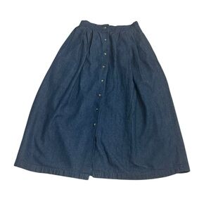 Vintage Kari Denim Button-Front Maxi Skirt